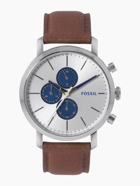 

Fossil Men Grey Dial & Brown Leather Straps Analogue Watch BQ2687