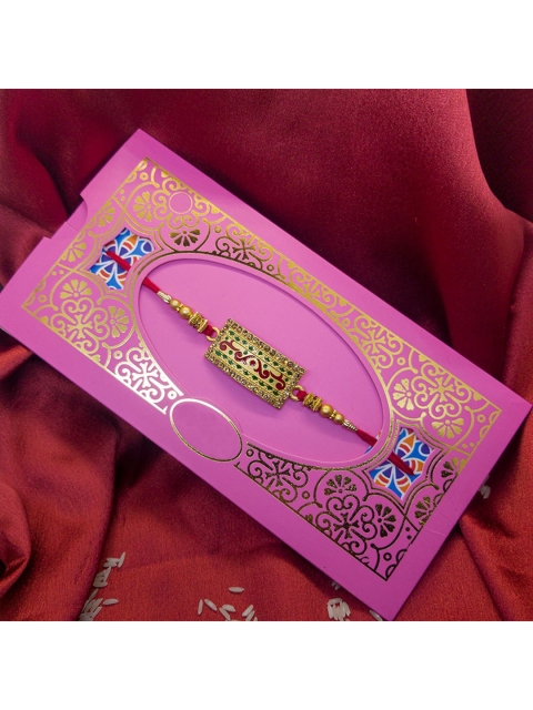 

CRAYTON Men Gold-Toned & Green Stone Studded Ethnic Rakhi