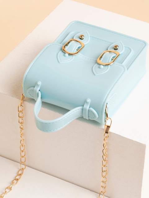 

HAUTE SAUCE by Campus Sutra Women Blue PU Structured Satchel