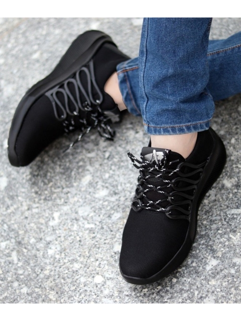 

Absolutee Shoes Men Black Lace-Up Casual Sneakers