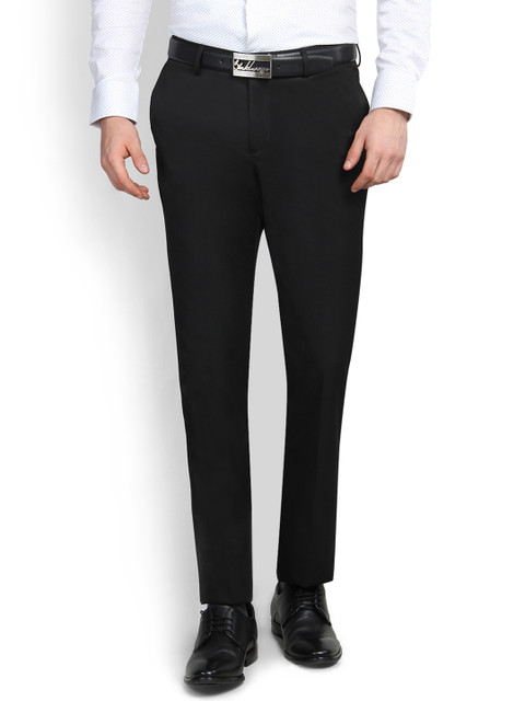

Blackberrys Men Black Slim Fit Solid Formal Trousers