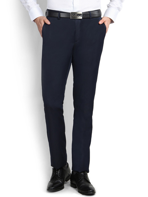 

Blackberrys Men Navy Blue Slim Fit Solid Formal Trousers