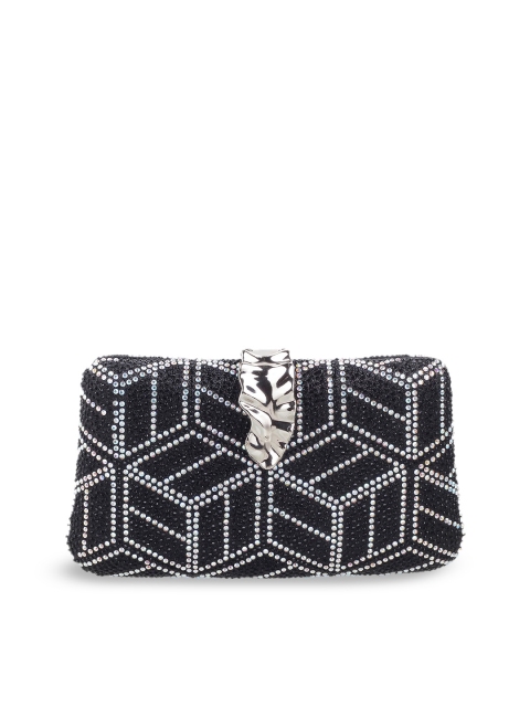 

Metro Black & White Embellished Box Clutch