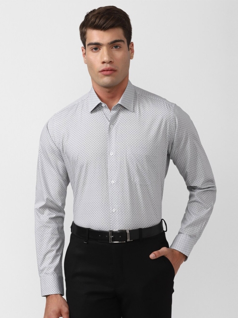 

Van Heusen Men Grey Printed Cotton Formal Shirt