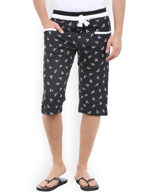 

AVOQ Men Black Patterned Lounge Shorts OC29
