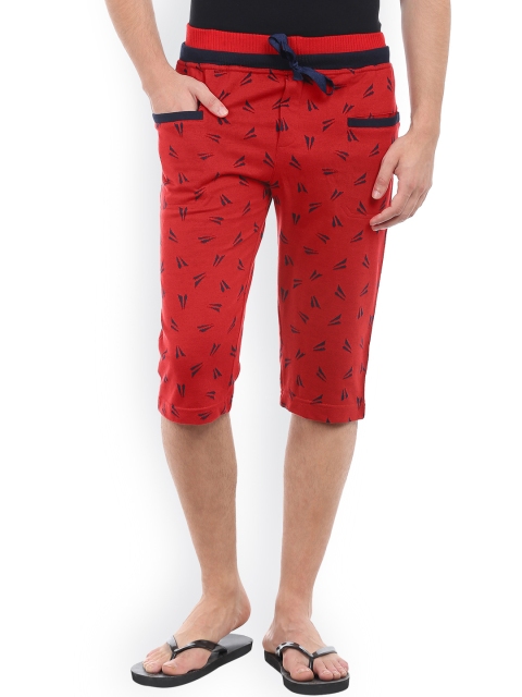 

AVOQ Men Red Patterned Lounge Shorts OC29