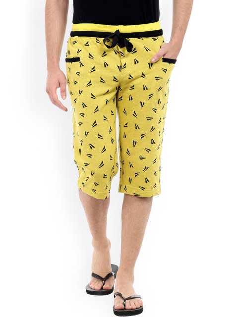 

AVOQ Yellow & Black Printed Lounge Shorts OC29