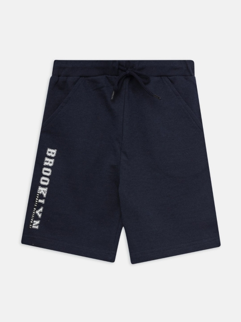 

THETA Boys Navy Blue Typography Printed Cotton Shorts