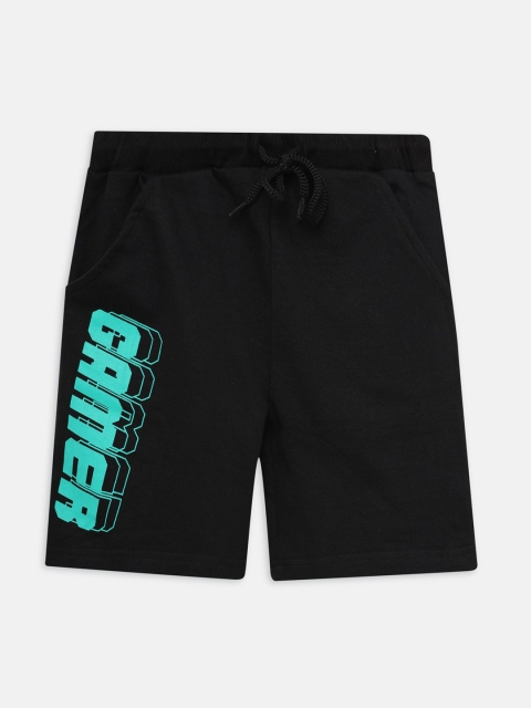 

THETA Boys Black Typography Printed Cotton Shorts