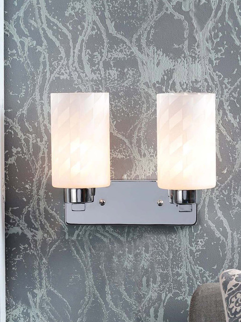 

THE LIGHT STORE White & Steel-Toned Textured Wall Lamp
