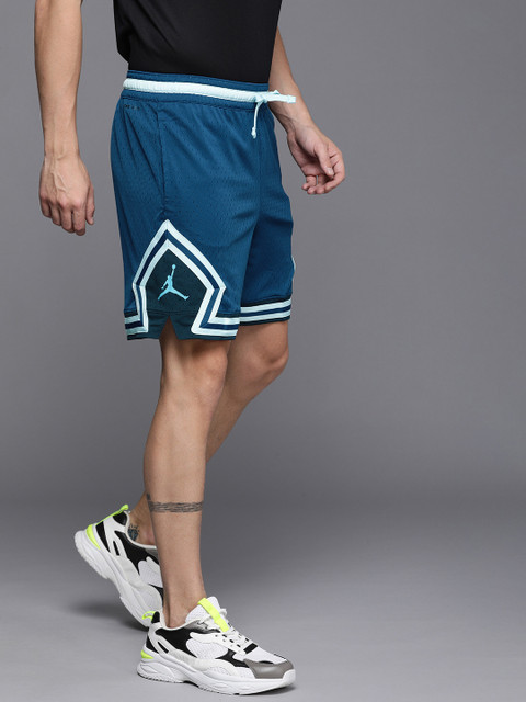 

Nike Men Teal Blue Side Striped Sports Shorts