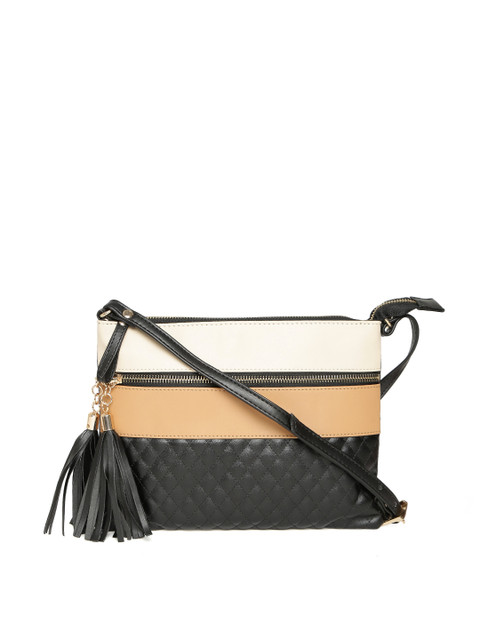 

DressBerry Black & Beige Colourblocked Sling Bag