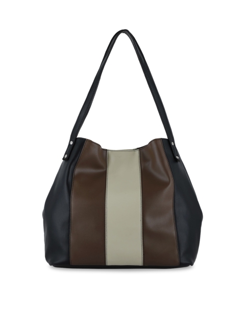 

Toteteca Black & Grey Colourblocked Structured Shoulder Bag