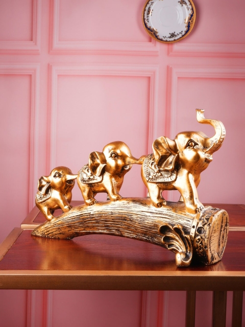 

THE WHITE INK DECOR Gold-Colored Elephant Figurines Showpieces