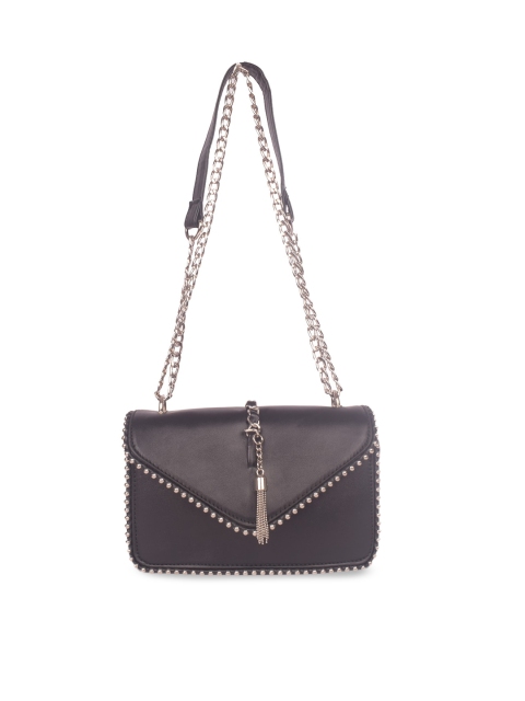 

Bagkok Black Textured PU Structured Sling Bag with Quilted