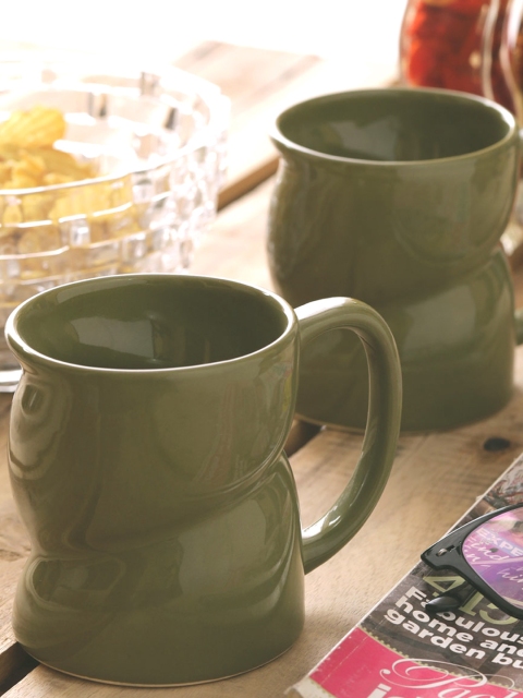 

VarEesha Olive Green 2 Pieces Solid Ceramic Milk Mug Set