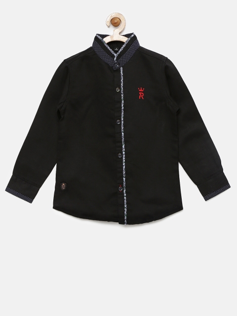 

RUFF Boys Black Regular Fit Solid Casual Shirt