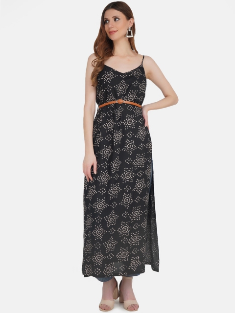 

KHWAABI Black and White Viscose Rayon Printed Tunic