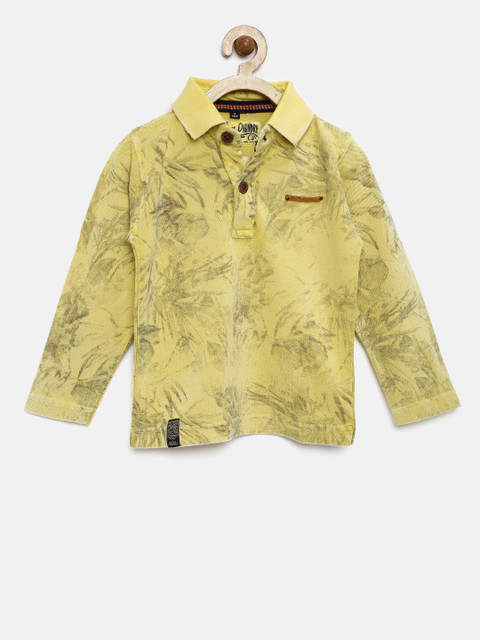 

RUFF Boys Yellow Printed Polo Collar T-shirt