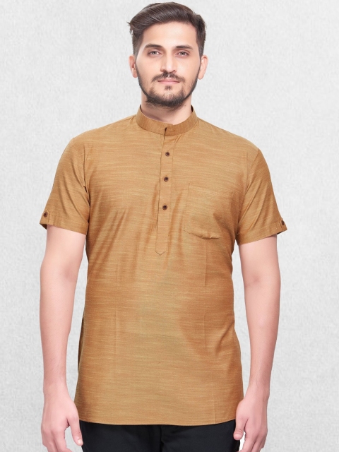 

SHIWAM ETHNIX Men Short Brown Kurta