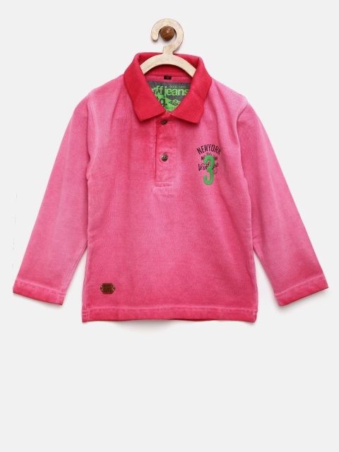 

RUFF Boys Pink Solid Polo Collar T-shirt