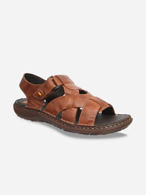 

ID Men Tan & Black Leather Comfort Sandals