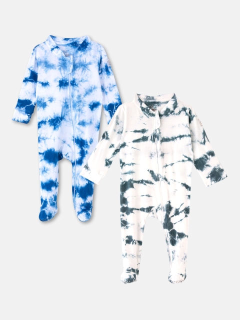

Cuddles for Cubs Kids Set of 2 Blue & Green Tie & Dye Cotton Sleepsuit