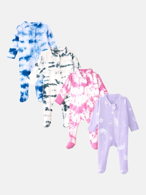 

Cuddles for Cubs Kids 4-Pack Printed Cotton Sleepsuits, White