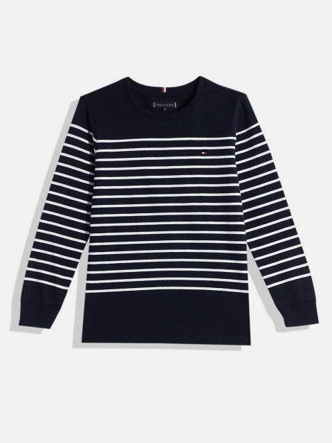 

Tommy Hilfiger Boys Navy Blue Striped Organic Cotton T-shirt