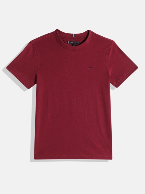 

Tommy Hilfiger Boys Maroon Pure Cotton T-shirt