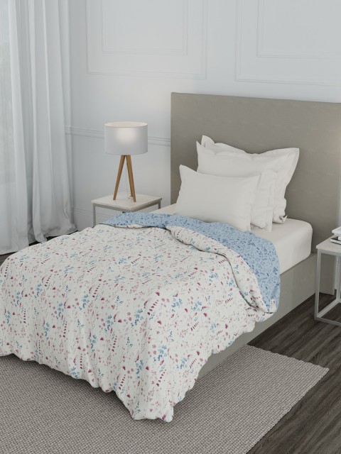 

Trident White & Blue Floral Microfiber Mild Winter Single Bed Dohar