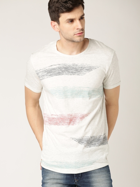 

ESPRIT Men Grey Melange Printed Round Neck T-shirt