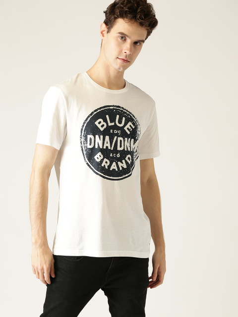 

ESPRIT Men White Printed Round Neck T-shirt