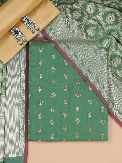 

Soch Women Green & Gold-Toned Embroidered Unstitched Dress Material