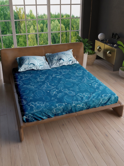 

LABHAM Navy Blue 210 TC King Bedsheet with 2 Pillow Covers