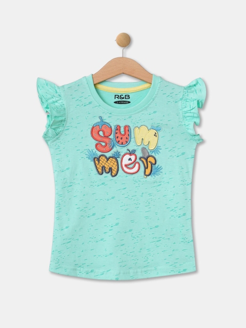 

R&B Kids-Girls Green Applique T-shirt