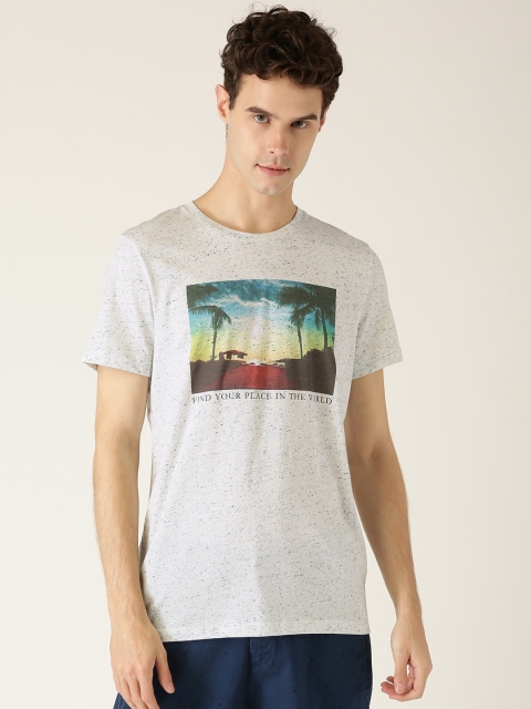

ESPRIT Men Off-White Printed Round Neck T-shirt