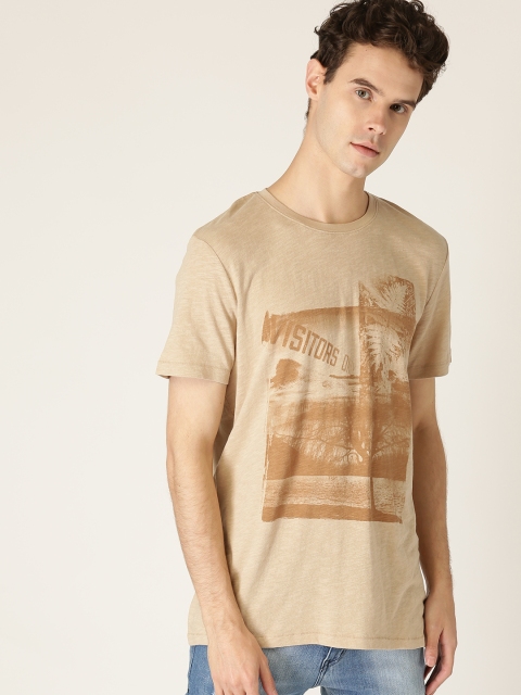 

ESPRIT Men Beige Printed Round Neck T-shirt