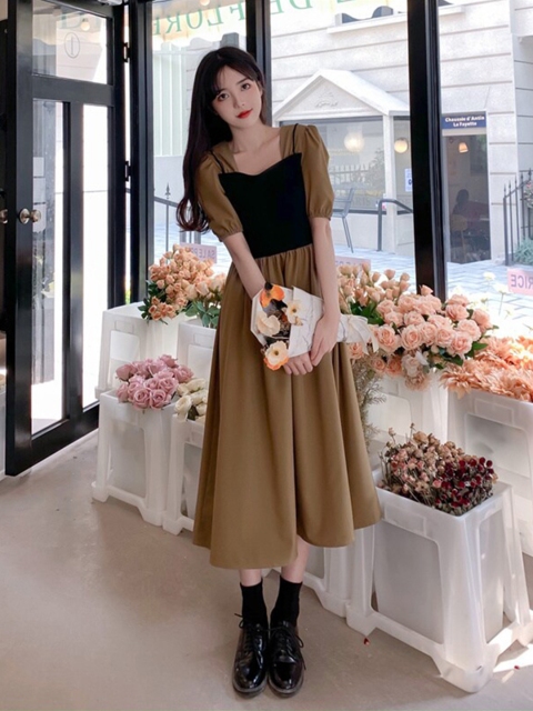 

BoStreet Women Brown Solid Fit and Flare Dress