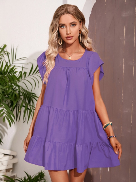 

BoStreet Purple Tiered A-Line Dress