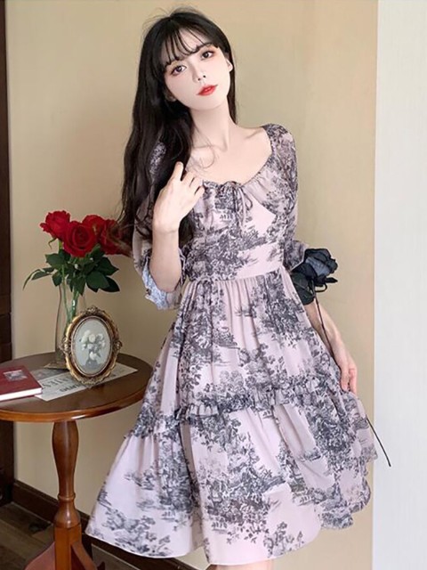 

BoStreet Women Pink Floral Printed Fit & Flare Dress
