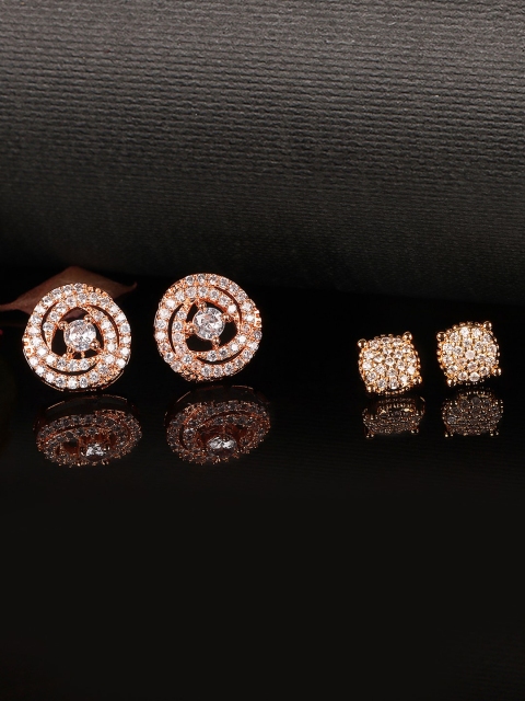 

JEWELS GEHNA Rose Gold Contemporary Studs Earrings