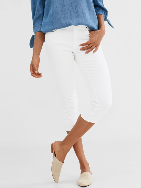 

ESPRIT Women White Solid Regular Fit Capris