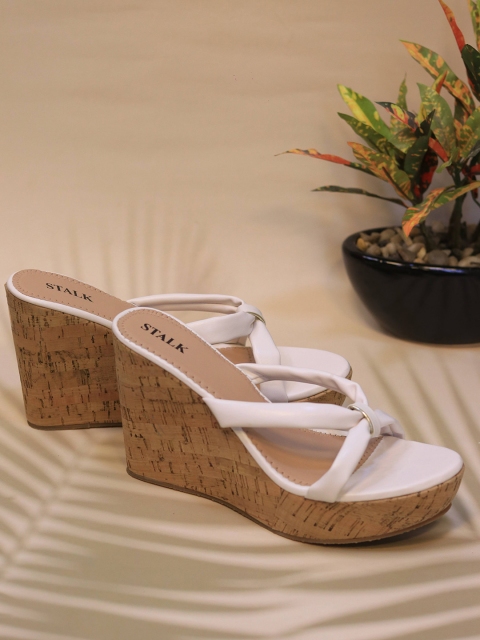 

STALK Women White Wood Wedges