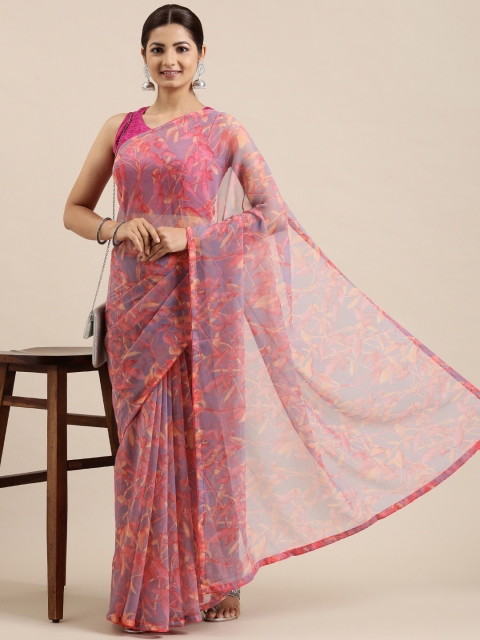 

Pothys Grey & Pink Floral Pure Chiffon Saree