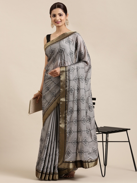 

Pothys Grey Ethnic Motifs Zari Pure Chiffon Saree