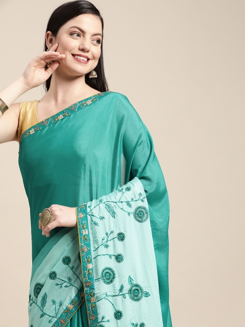

Pothys Green Sequinned Embellished Pure Chiffon Saree