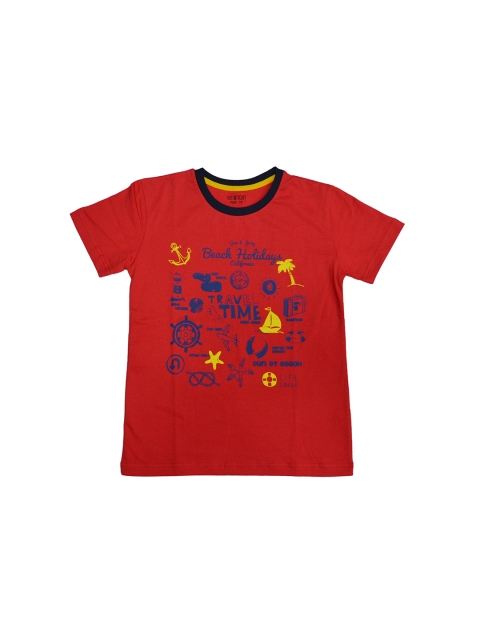 

Gini and Jony Boys Red Printed Round Neck T-shirt