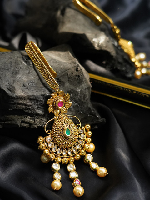 

FIROZA Gold-Toned Pearl Beaded Chabi Challa Waist Key Chain