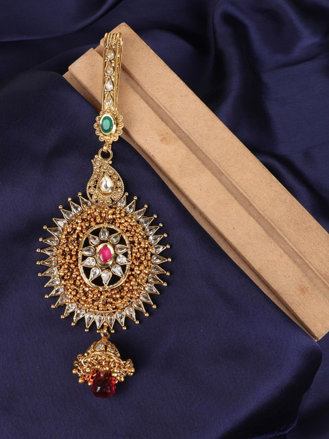 

FIROZA Women Gold-Plated Kundan Studded Chabi Challa Saree Accessories